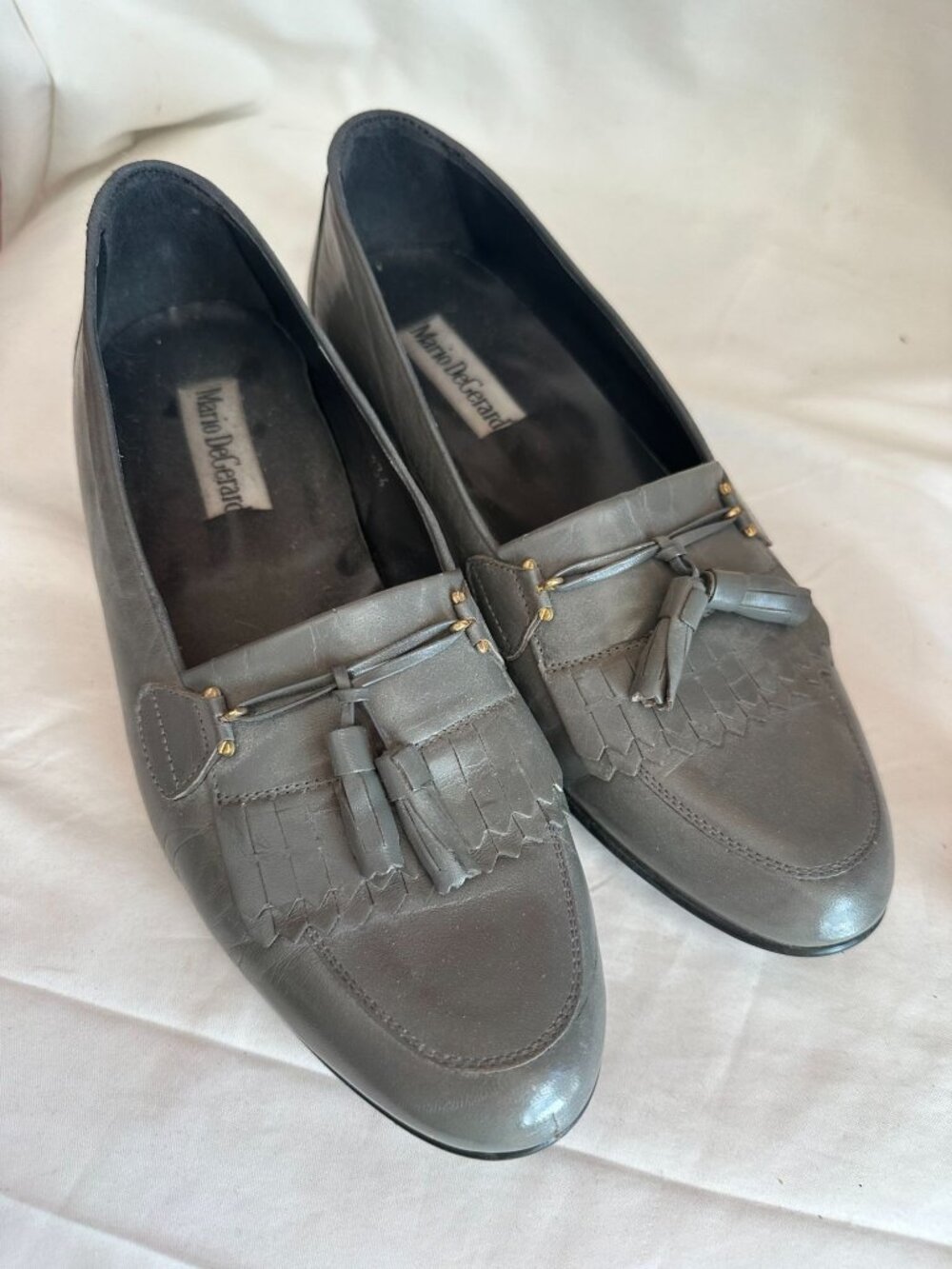Vintage Mario De Gerard Men's Leather Gray Tassel Loafers Handmade In Brazil 8